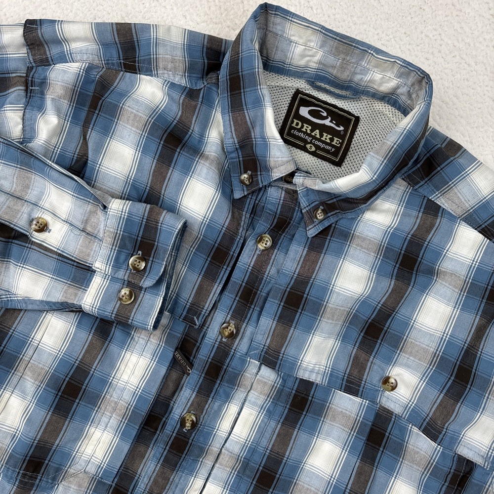 DRAKE WATERFOWL Mens 'Wingshooter' Long Sleeve‎ Shirt Small Button Roll-Sleeve